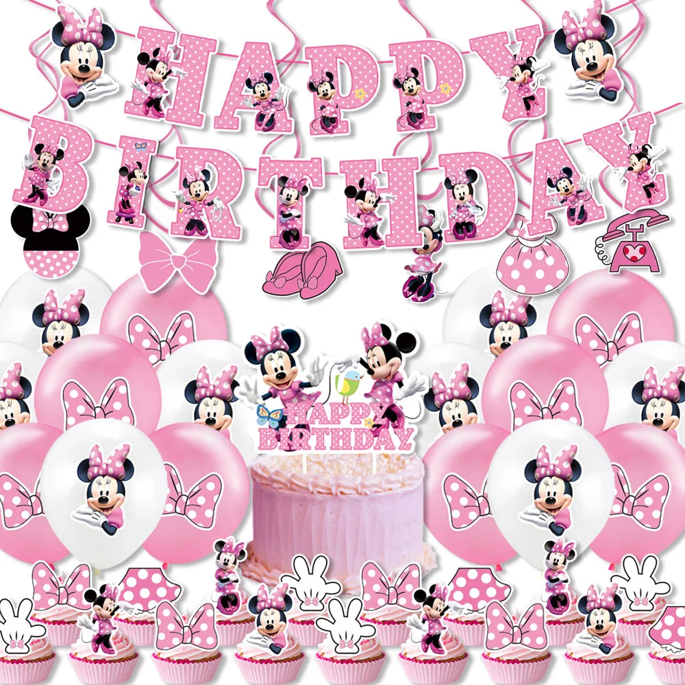 Minnie Mouse Birthday Party Disposable Tableware Set - Smarsty