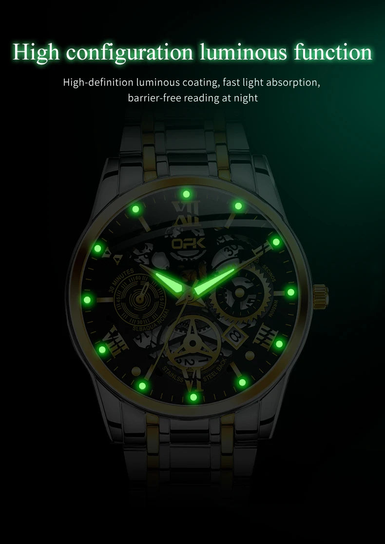 Men's Waterproof Steel Watch with Night Glow Feature - Smarsty