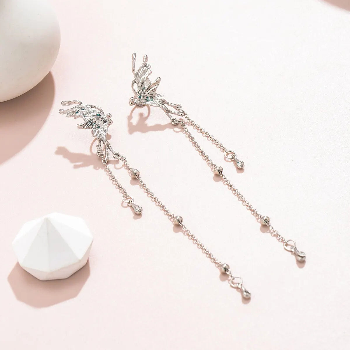 Elegant Butterfly Clip Earrings for Women with Long Tassels - Smarsty