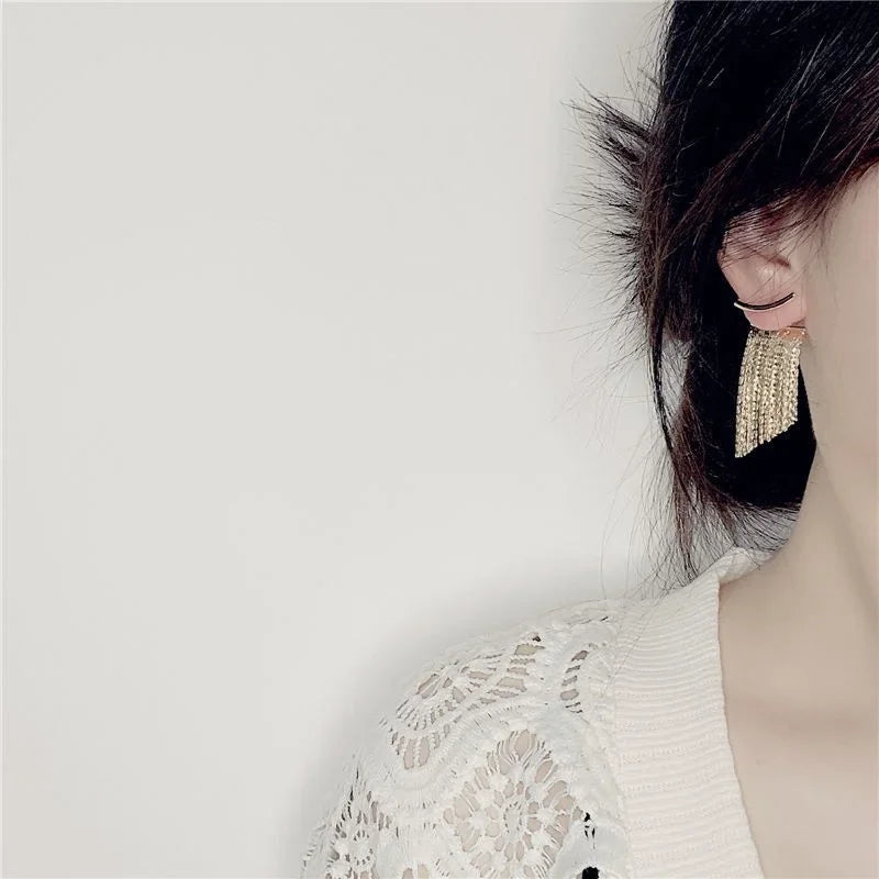Long Gold Color Tassel Earrings for Women - Stylish Jewelry - Smarsty