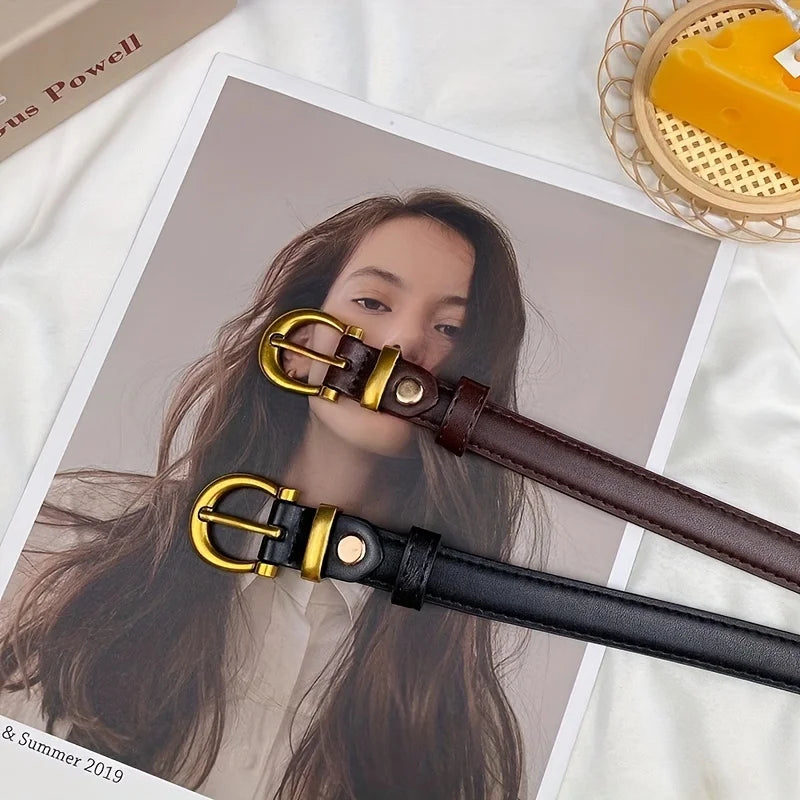 Mens Vintage PU Leather Belt with Classic Buckle - Smarsty