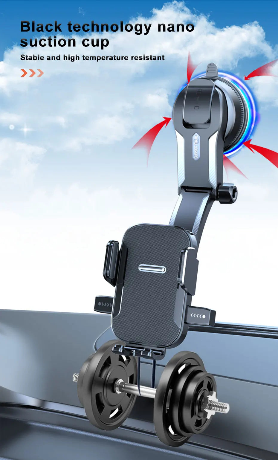 SEAMETAL Car Dashboard Phone Bracket Universal Auto Cellphone Stand For GPS Navigation Universal Desk Windshield Hanging Holder - Smarsty