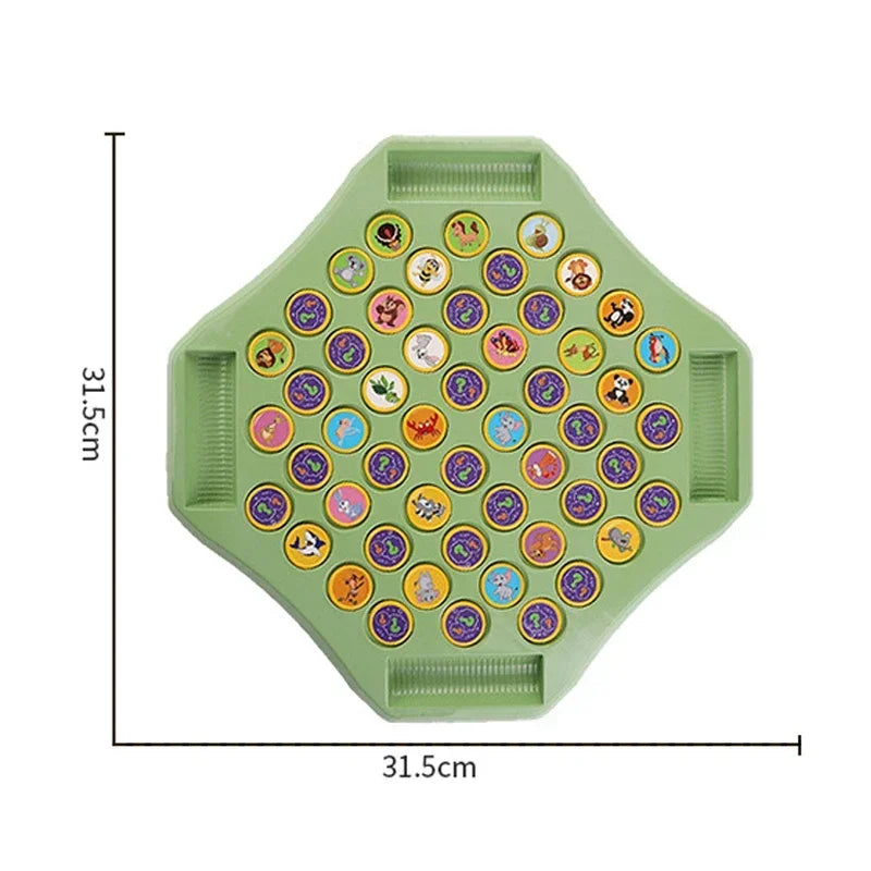 Kids Battle Chess Educational Toy Observation Concentration Training Fun Animal Flip Chess Parent-child Interactive Game Toys by Smarsty