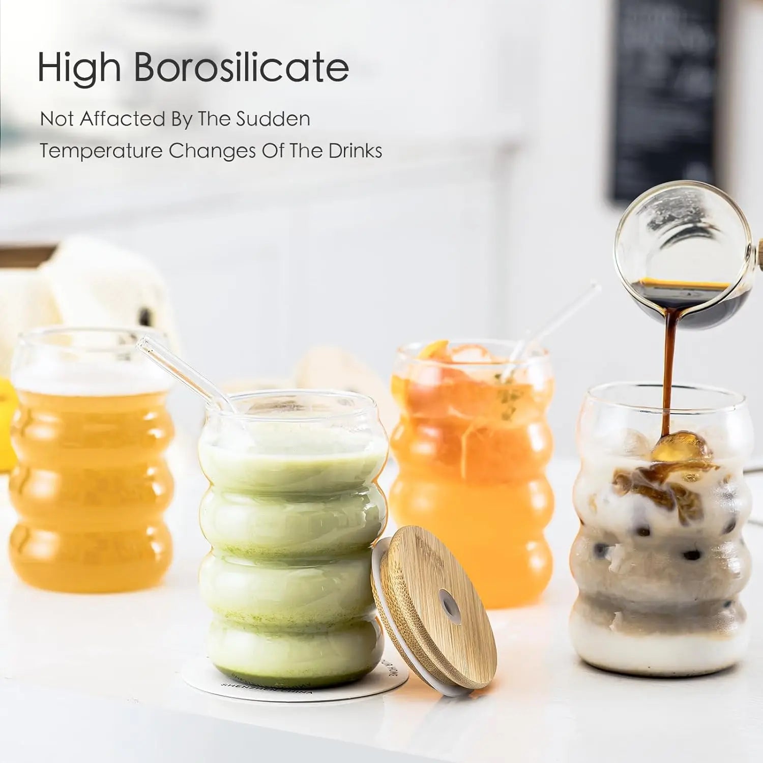 Creative Glass Cups Set with Straws for Stylish Drinking - Smarsty