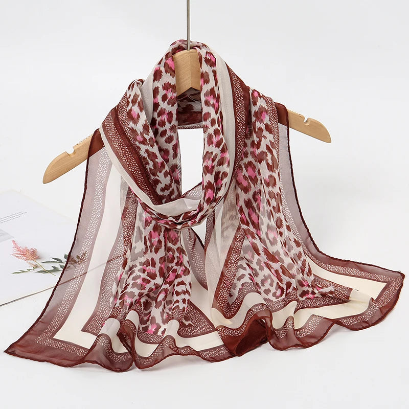 Women Print Chiffon Scarf Lightweight Sunscreen Shawl Wrap - Smarsty