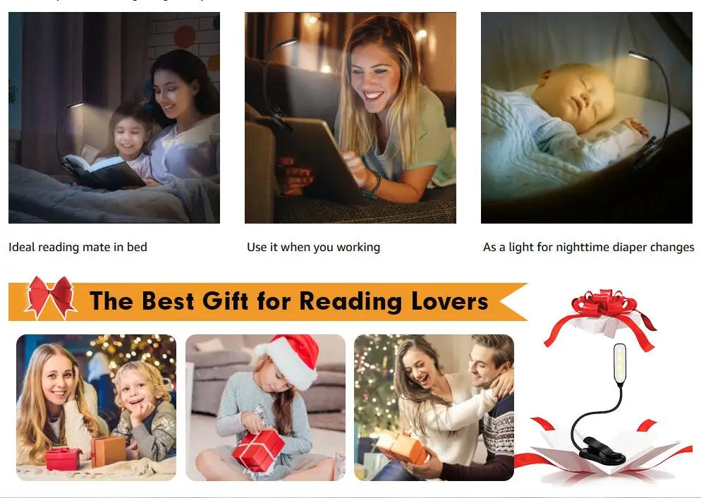 USB Rechargeable LED Book Light with Flexible Clip - Smarsty