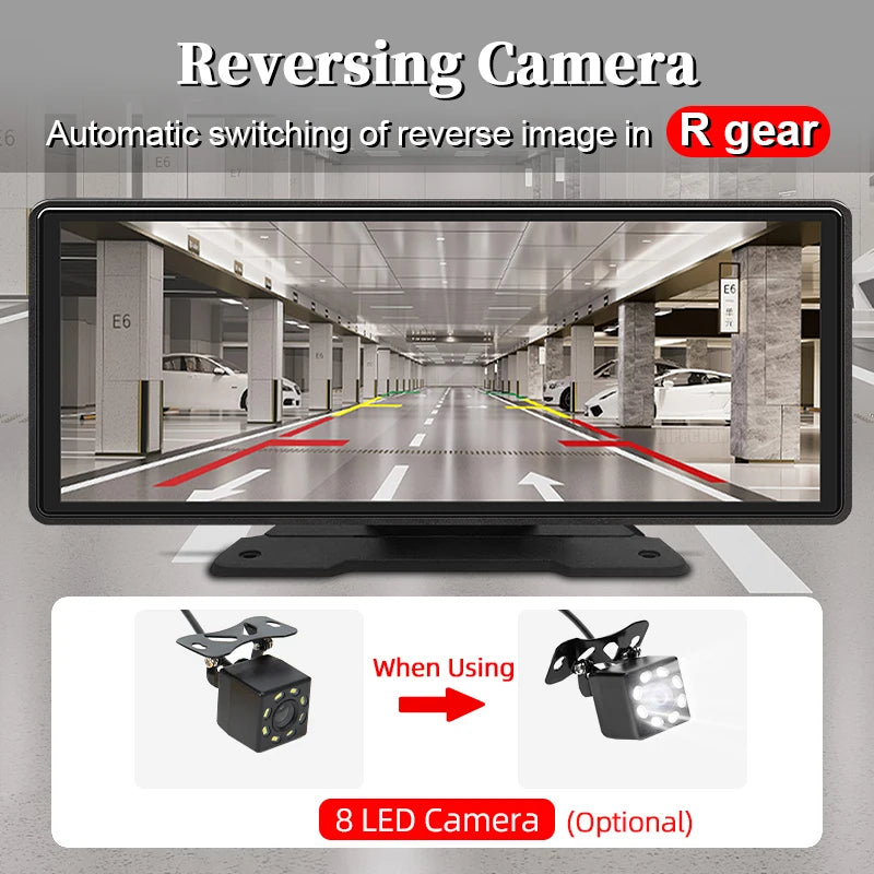 10.26" Car Mirror Radio Multimedia Video Player Universal Wireless Carplay Android Auto Screen With Bluetooth AUX USB