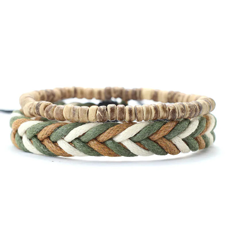 Natural Coconut Husk Wood Bracelet Set for Men - Smarsty
