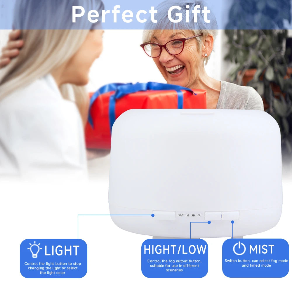 Quiet Aroma Diffuser 500ML Quiet Aroma Diffuser Remote Control Humidifier with LED Light and Auto Off for Office Home Bedroom