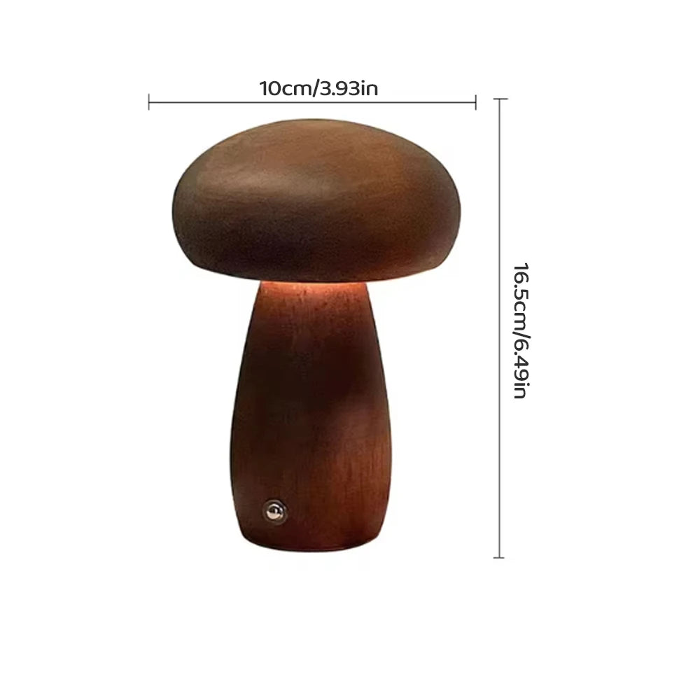 Wooden Mushroom Night Light with Stepless Dimming - Smarsty