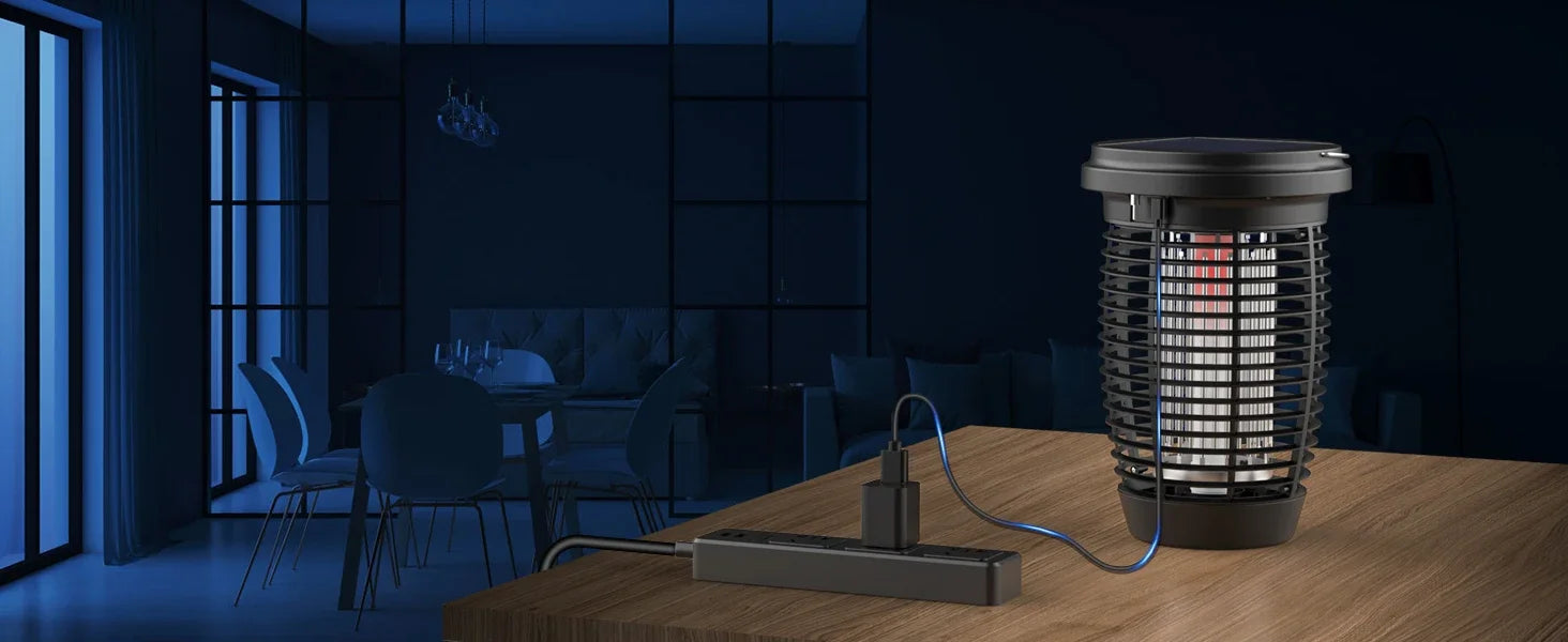 Solar Bug Zapper 2-in-1 Mosquito Killer Lamp Indoor 4500V Fly Zapper Outdoor Solar Powered with Rechargeable Insect Fly Trap