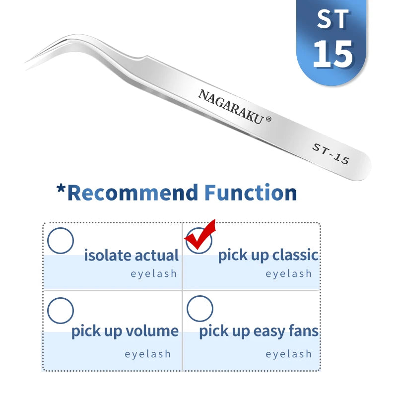 NAGARAKU Stainless Steel Eyelash Extension Tweezers Precision Grip - Smarsty