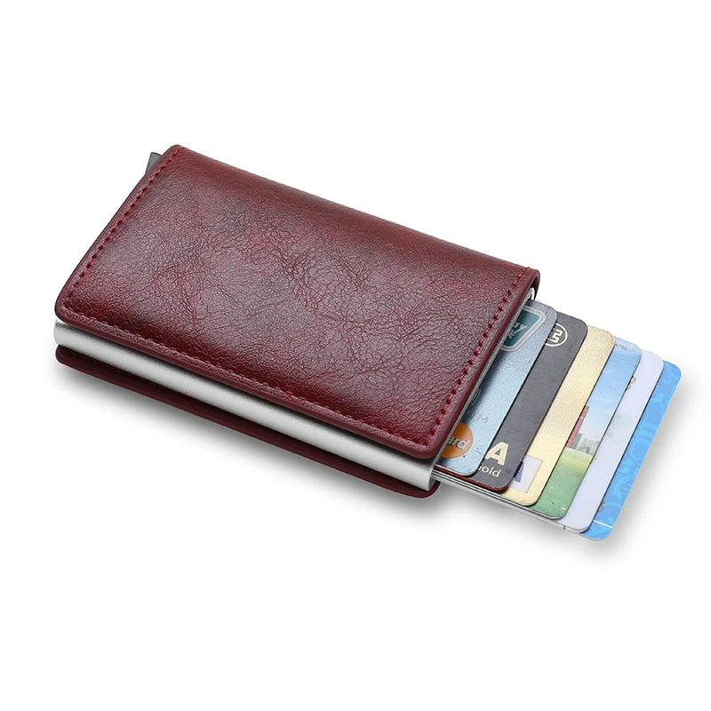 Anti Rfid Carbon Fiber ID Credit Card Holder Men Wallets Mini Automatic Pop up Bank Cardholder Case Minimalist Vallet Choice