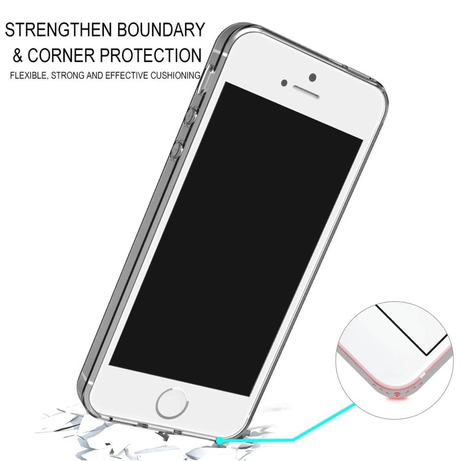 For iPhone 5 Case Clear Silicone Soft TPU Cover For iPhone 5S SE 2016 SE 2020 SE 2022 iPhone 7 iPhone 8 Transparent Coque by Smarsty