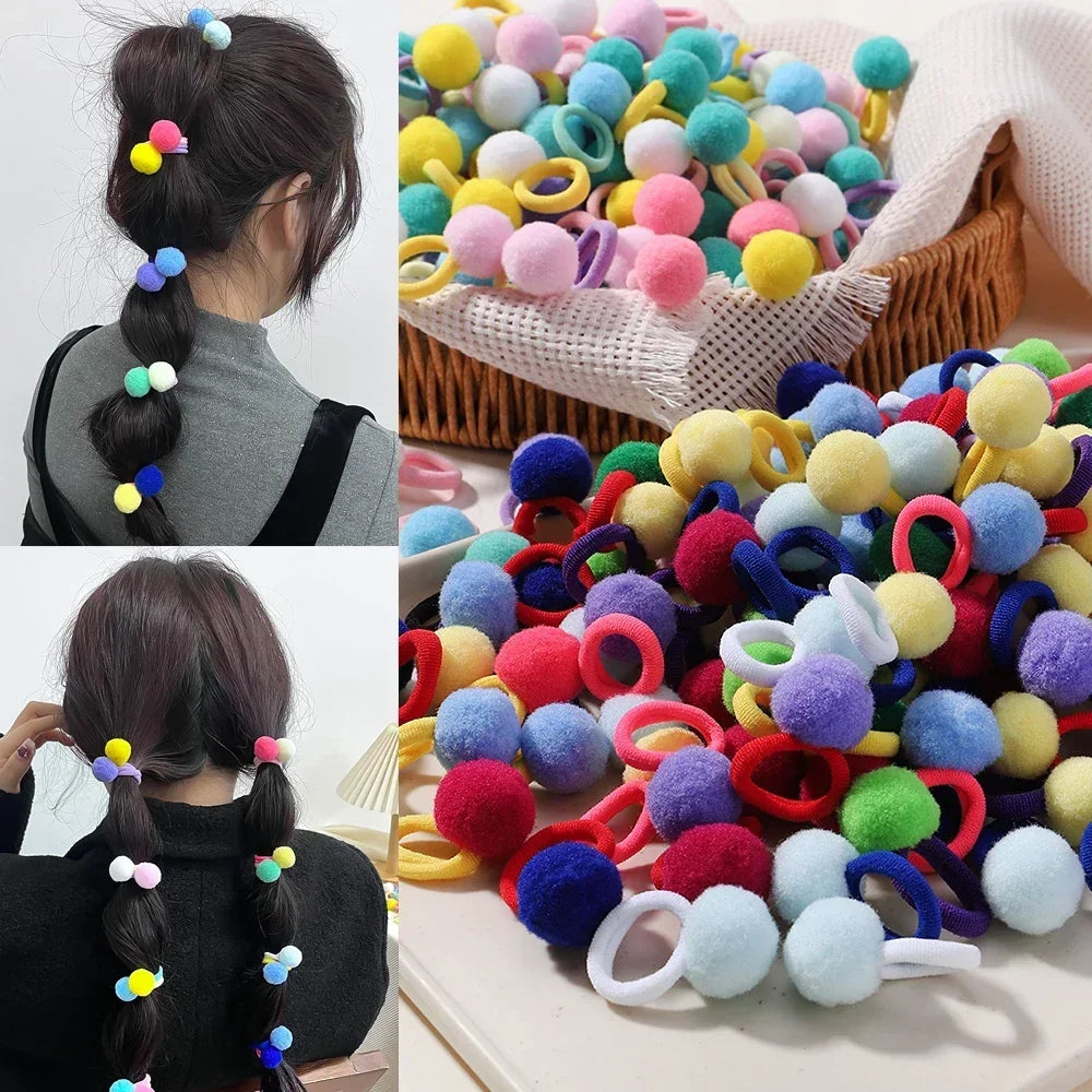 Kids Plush Ball Hair Bands Soft Comfortable Scrunchies - Smarsty
