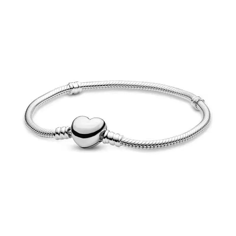 Sterling Silver Heart Moon Star Pendant Bracelet - Smarsty