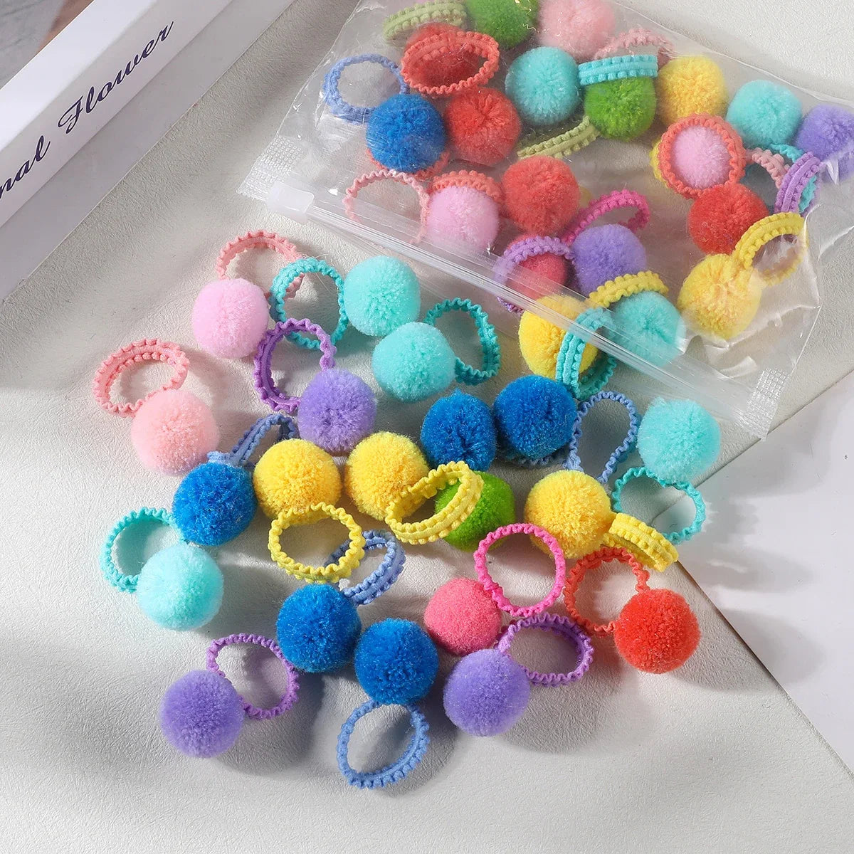 20 Pack Girls Plush Hair Bands Soft Colorful Ties Set - Smarsty