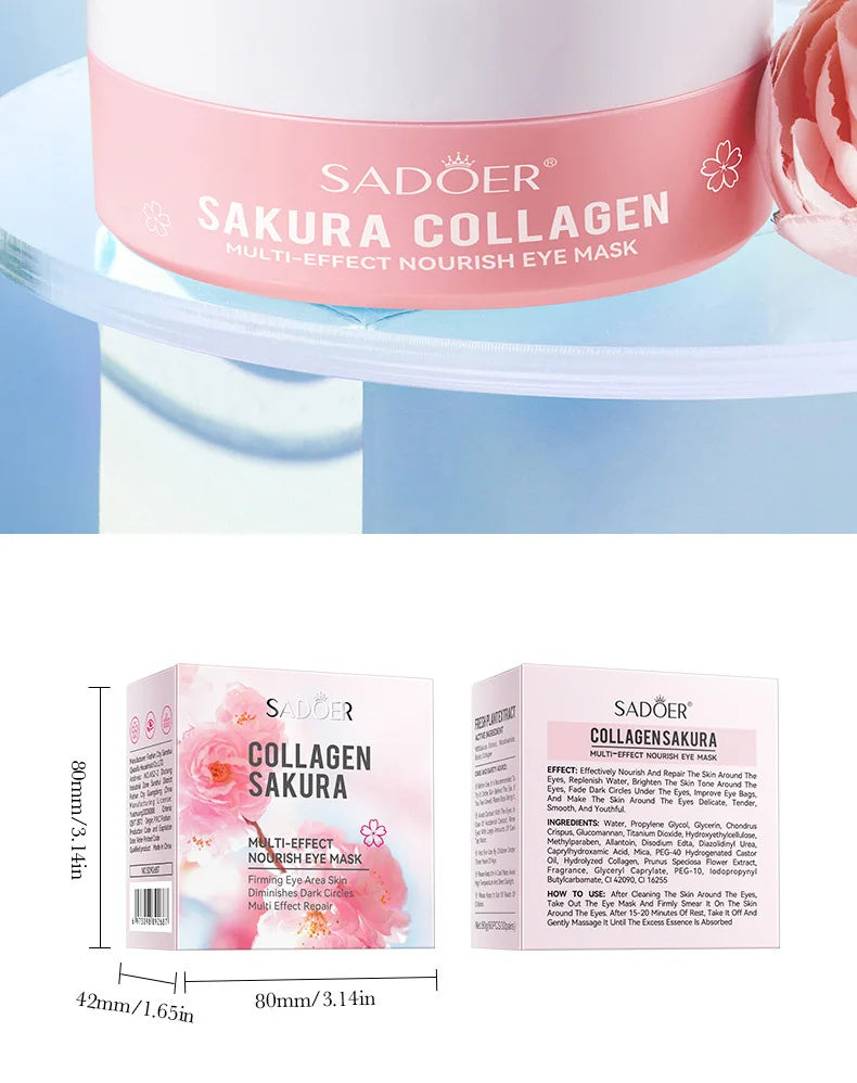 SADOER Sakura Collagen Eye Masks for Dark Circles Relief - Smarsty