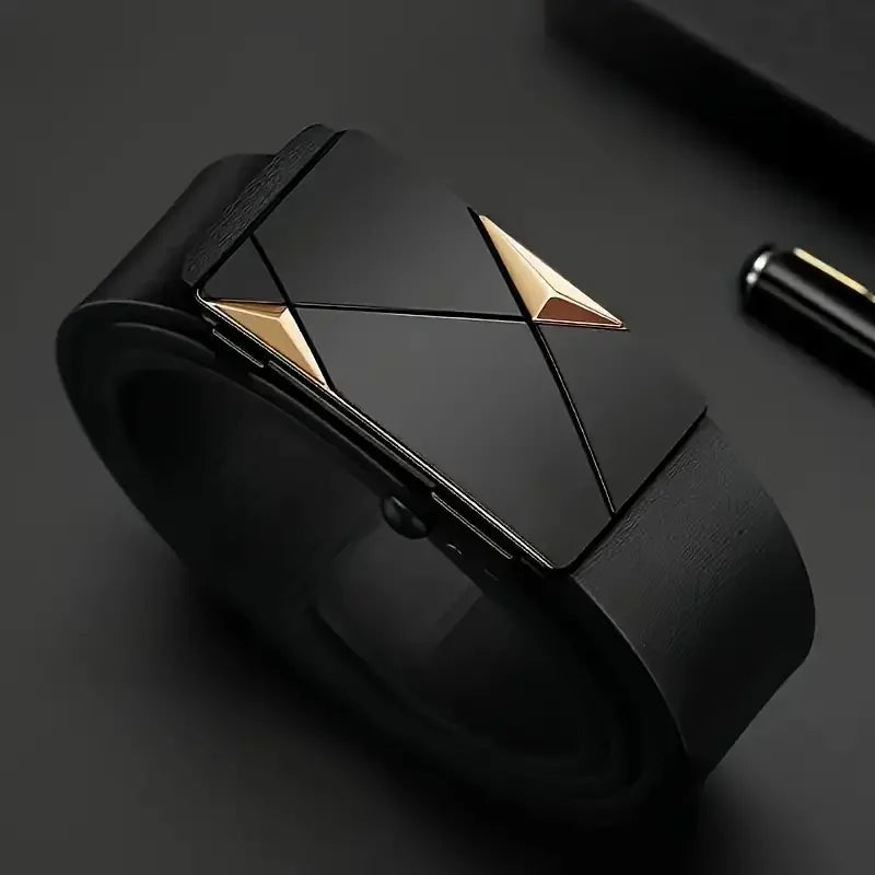 Stylish Mens PU Leather Belt with Automatic Buckle - Smarsty