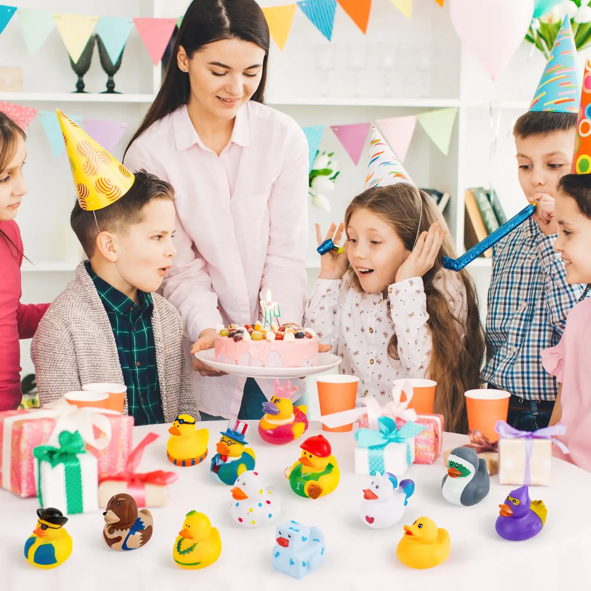 Joyfy Rubber Ducks Random Assortment Mini Rubber Duckie Toys for Kids Bath Shower Toys Birthday Gifts Summer Beach Pool Activity - Smarsty