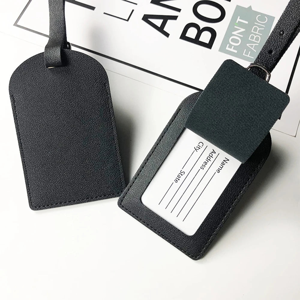 Personalize Initials Luggage Tag Custom Letters Men Women Suitcase Name Tag PU Airplane Labels Engrave Logo Travel Accessories - Smarsty