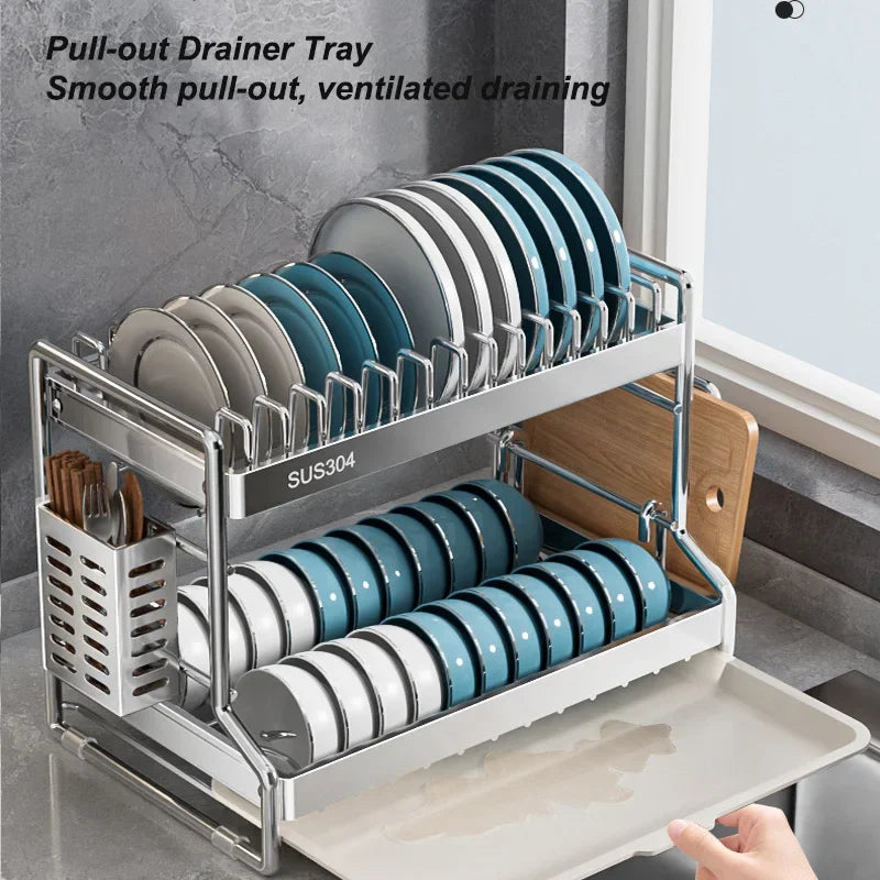 New Dish Drainer Kitchen Storage Organization Stainless Steels Drainer Kitchen Dishes Kitchenware Tableware Drainer Board Rack