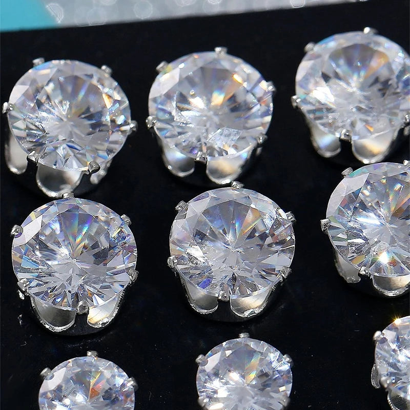 12 Pair White Crystal Wedding Stud Earrings Set - Smarsty