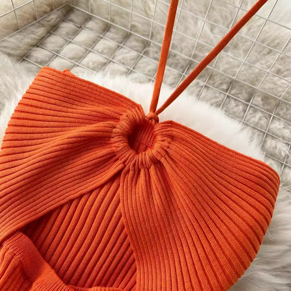 YuooMuoo Chic Fashion Sexy Package Hips Split Knitted Summer Dress 2025 Women Slim Elastic Bodycon Party Dress Streetwear Outfit - Smarsty