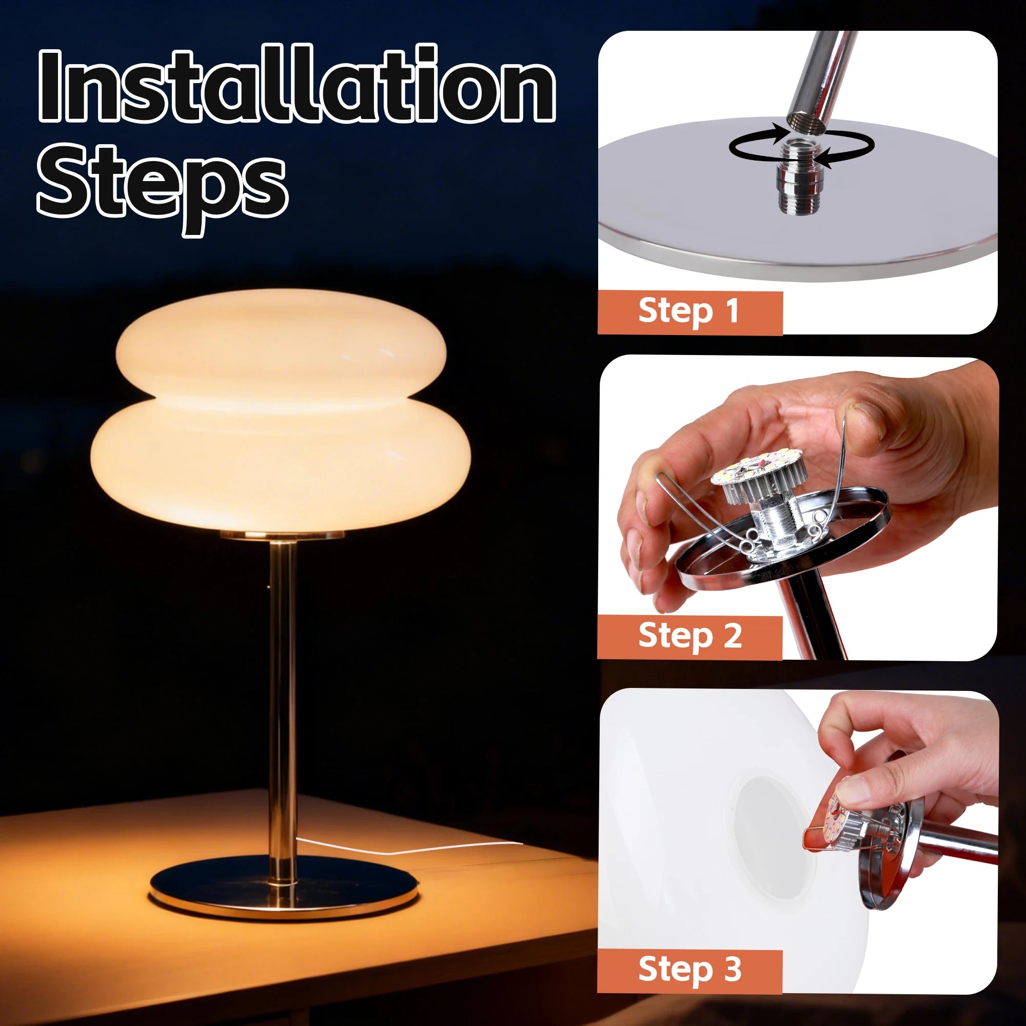 Bedroom Mushroom lamp, Medieval Modern Bedside Table lamp, dimmable Retro Egg Tart Headlight, Unique Home Mushroom Decoration Ae