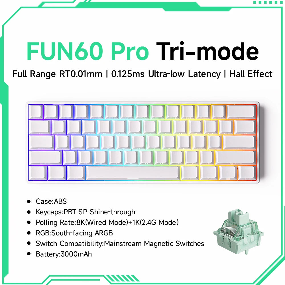60 Percent Wireless Mechanical Keyboard With ARGB Lighting