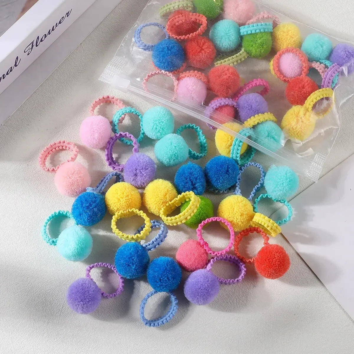 20 Pack Girls Plush Hair Bands Soft Colorful Ties Set - Smarsty