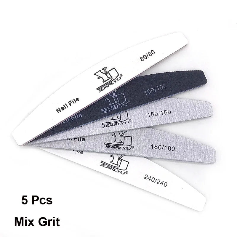 5Pcs Nail File Set with Mixed Grits for Professional Manicure - Smarsty