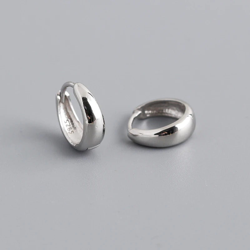 925 Sterling Silver Wide Gothic Huggies Hoop Earrings - Smarsty