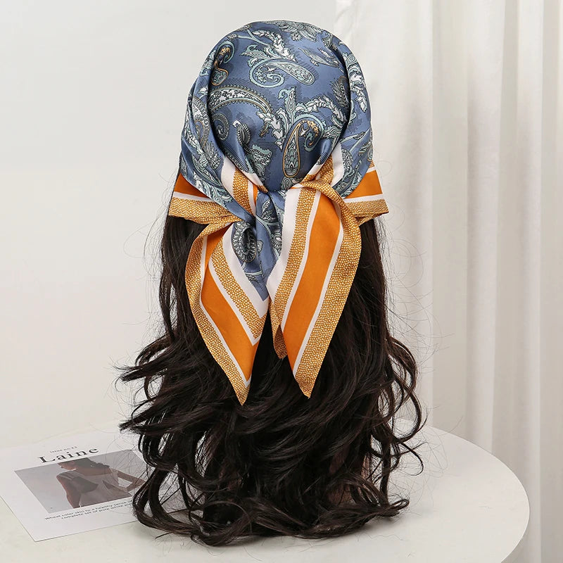 Bohemian Floral Print Silk Scarf for Women Sun Protection - Smarsty