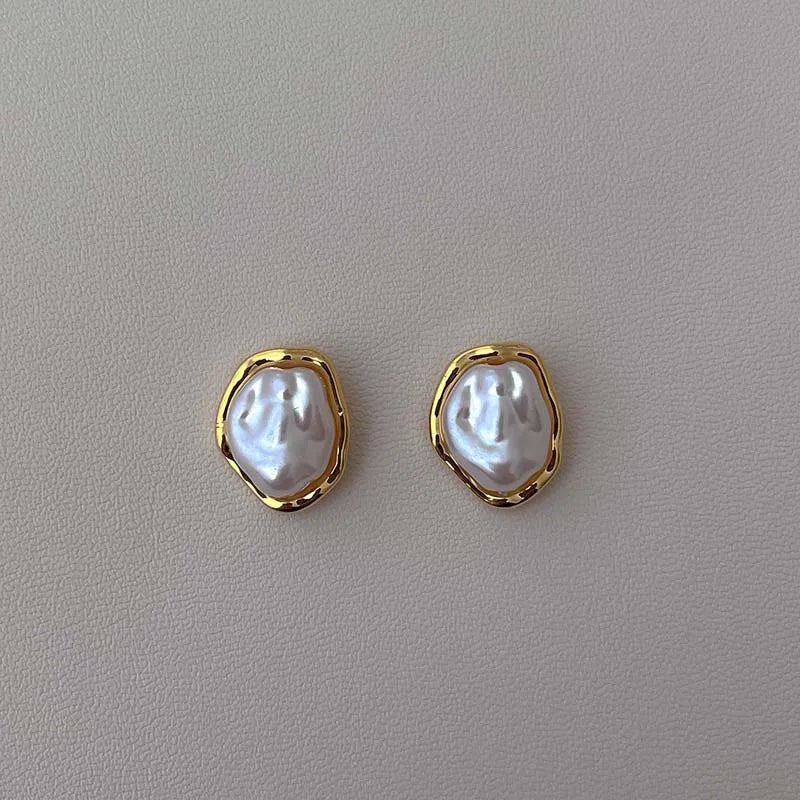 Geometric Pearl Earrings For Women Minimalist Style - Smarsty