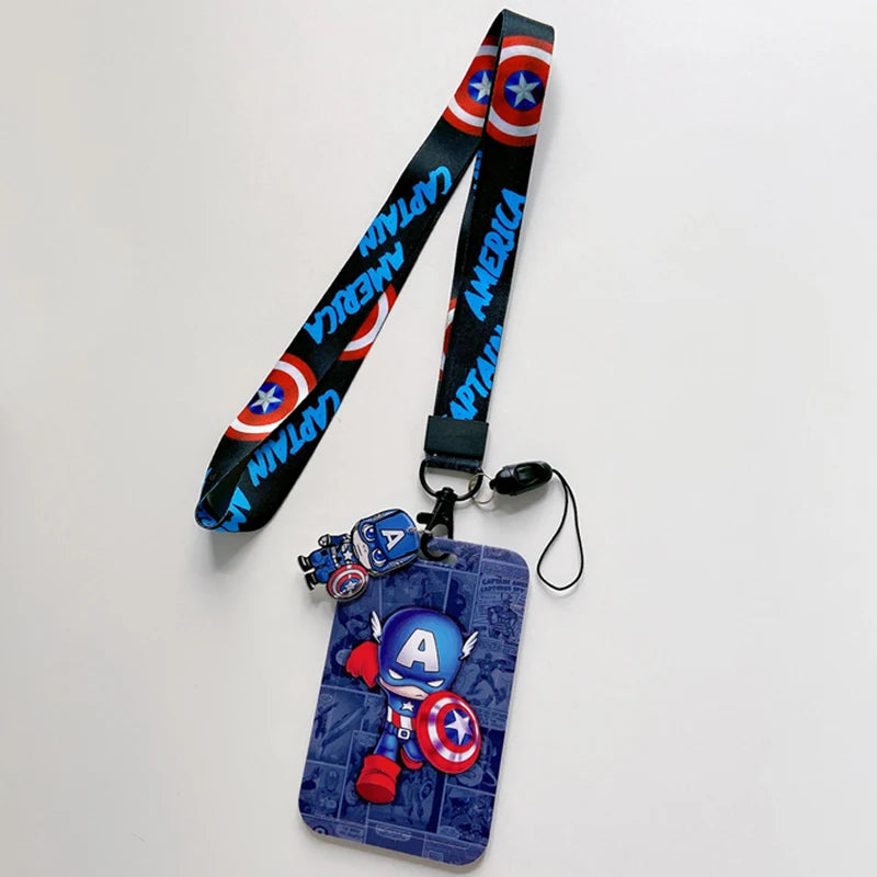 Disney Superhero ID Card Holder Neck Strap Pendant Cool Boys Door Badge Holder Lanyards Keychain Men Work Credential Case Gift - Smarsty