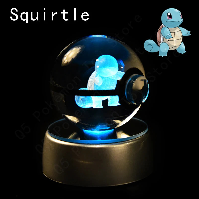 Pokemon Crystal Ball 3D Pikachu Mewtwo Mew Gengar Night Light Lamp Base Pokeball Crystal Pokemon Glass Ball Figure Birthday Gift - Smarsty