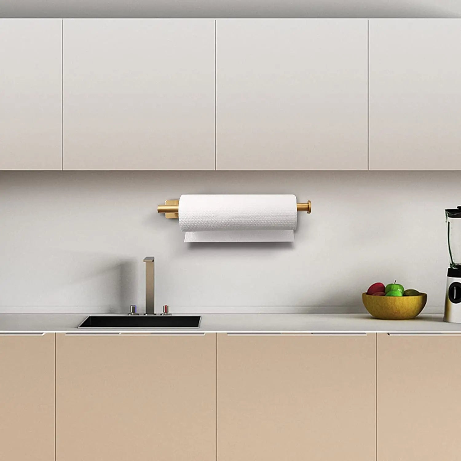 Paper Towel Holder Punch-Free Roll Paper Holder Kitchen Tissue Shelf Under Cabinet Fresh Film Tin Foil Holder Accessory by Smarsty