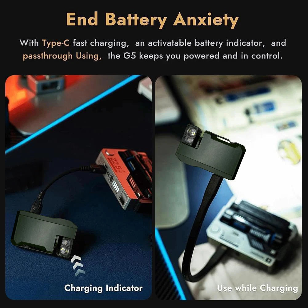 G5 Mini EDC Light Portable Pocket Flashlight 400Lumens Waterproof Magnetic Tail 52g Ultra-lightweight 180° Rotating Head