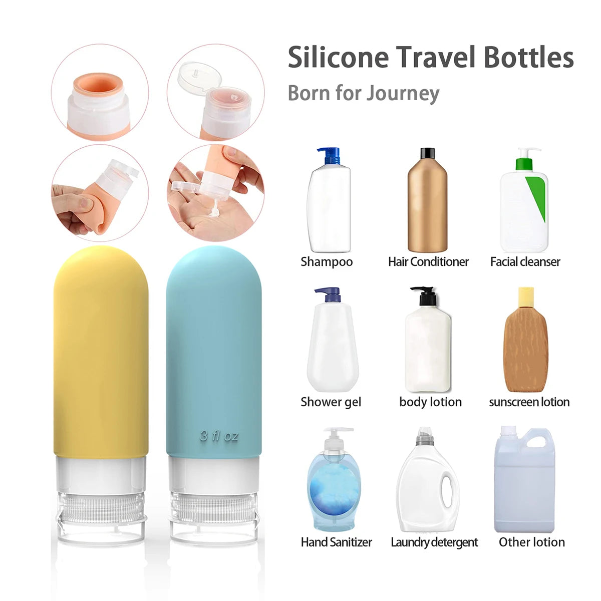 16 Pack Silicone Travel Bottles Set For Toiletries - Smarsty