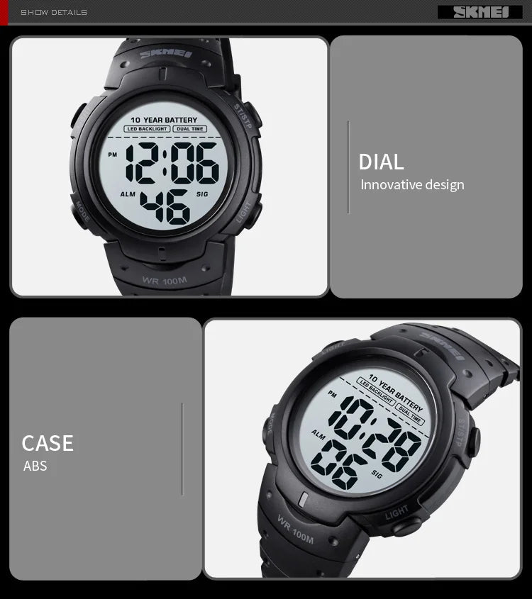 Waterproof Digital Sport Watch with 10 Year Battery Life - Smarsty
