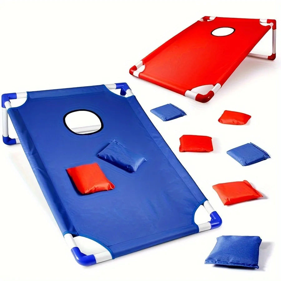 A Set of Red/Blue Portable Cornhole Game Set, Foldable and Durable, Summer Beach Bean Bag Toss Game, Suitable for Outdoor Parties, Camping, Beach and Backyard Entertainment - Perfect for Christmas, Easter, Thanksgiving and Gr