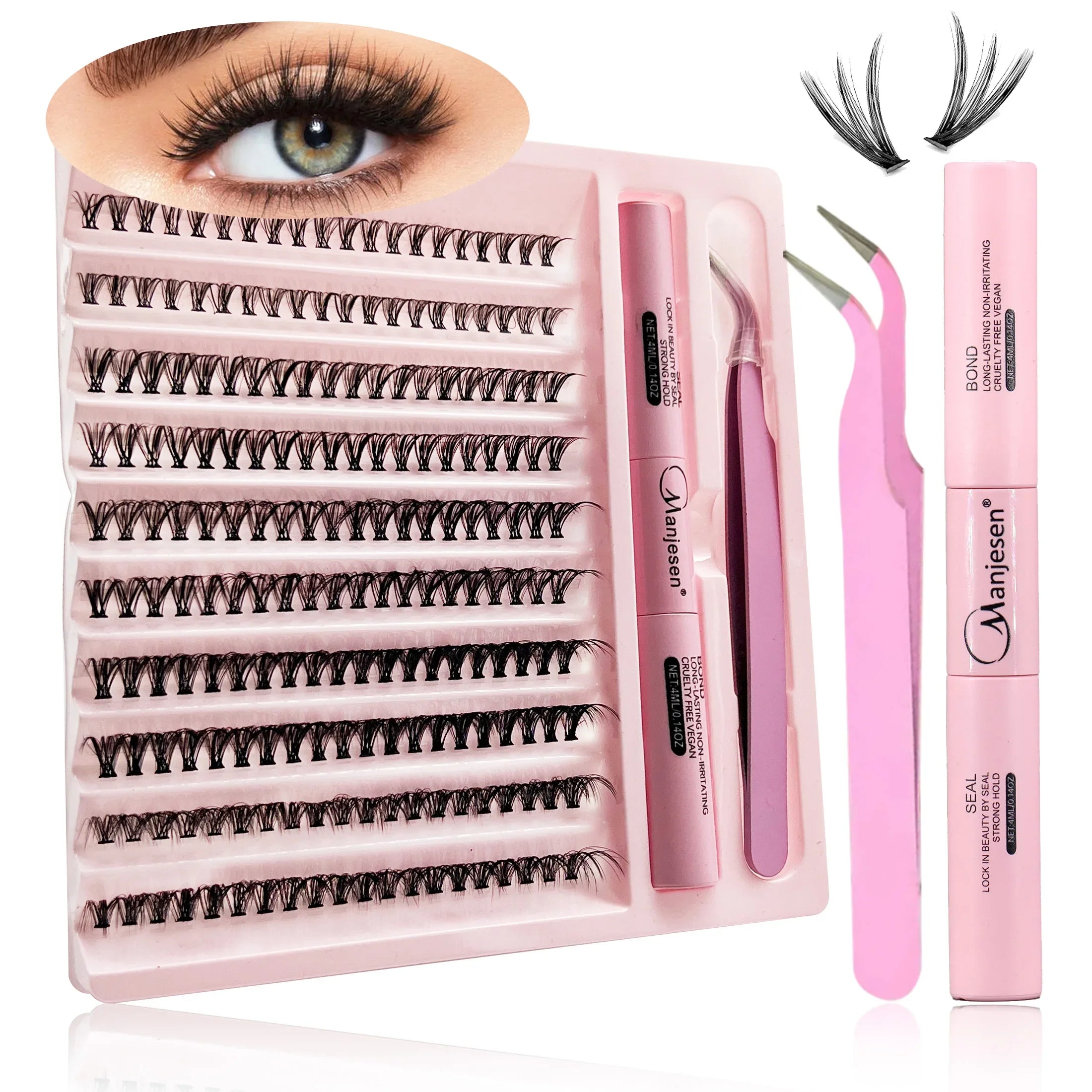 DIY Lashes Extension Kit Eyelashes 200 PCS Clusters Lash Bond and Seal Makeup Tools for Gluing Lashes Gluing Glue Accessories - Smarsty