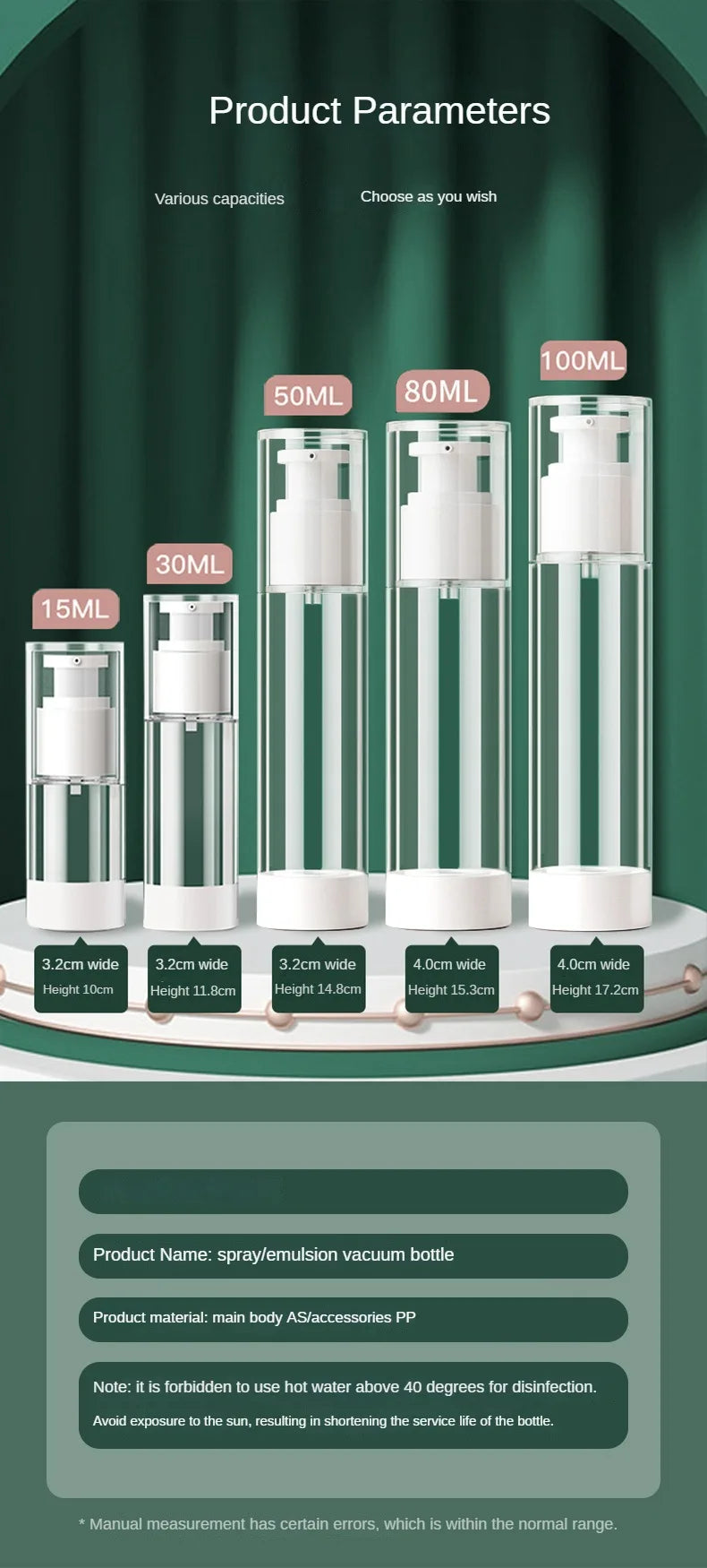 Clear Airless Pump Bottle for Travel Size Creams - Smarsty