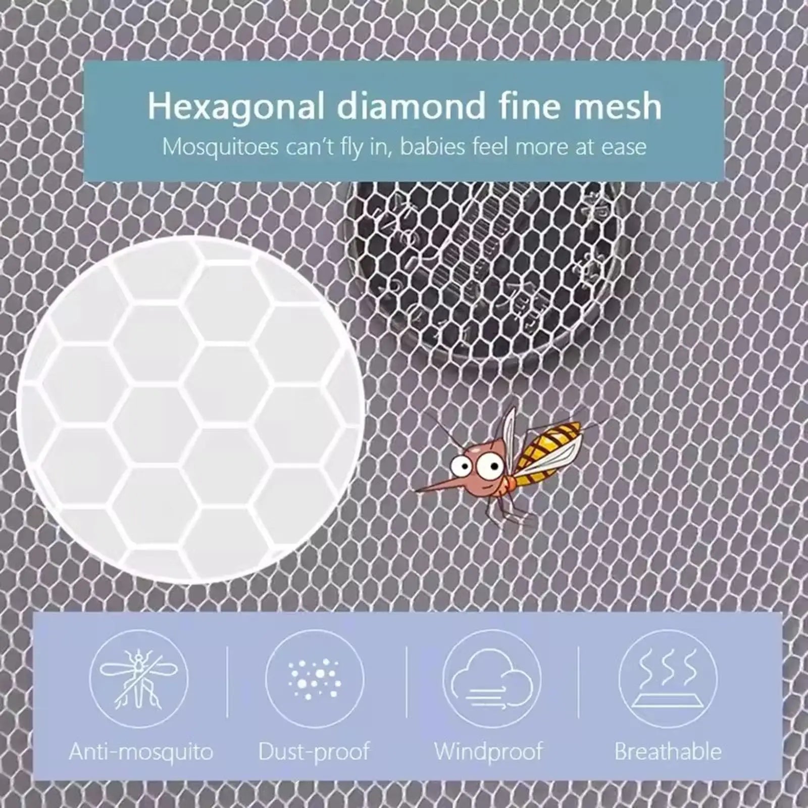 Universal Baby Stroller Mosquito Net - Breathable Mesh Bug Protection For Bassinets, Playards & Cribs