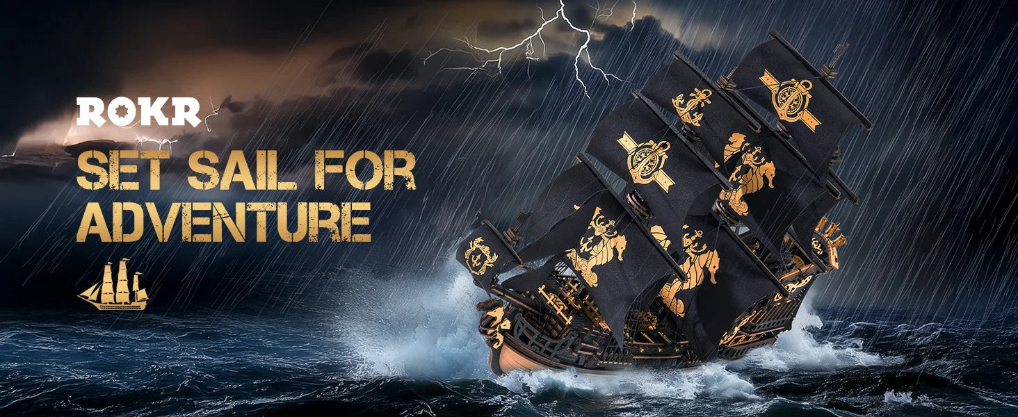 Robotime Rokr 3D Puzzle Wooden Seahouse Barque Model kits Build Home Desk Decoration Gift For Teens and Adults