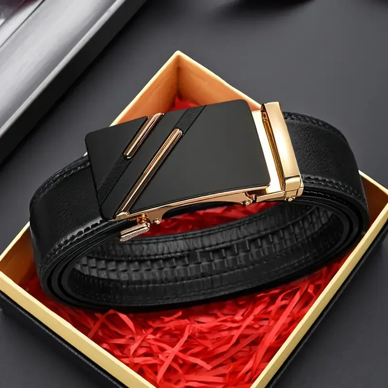 Men Leather Belt Automatic Buckle Luxury Waist Strap - Smarsty