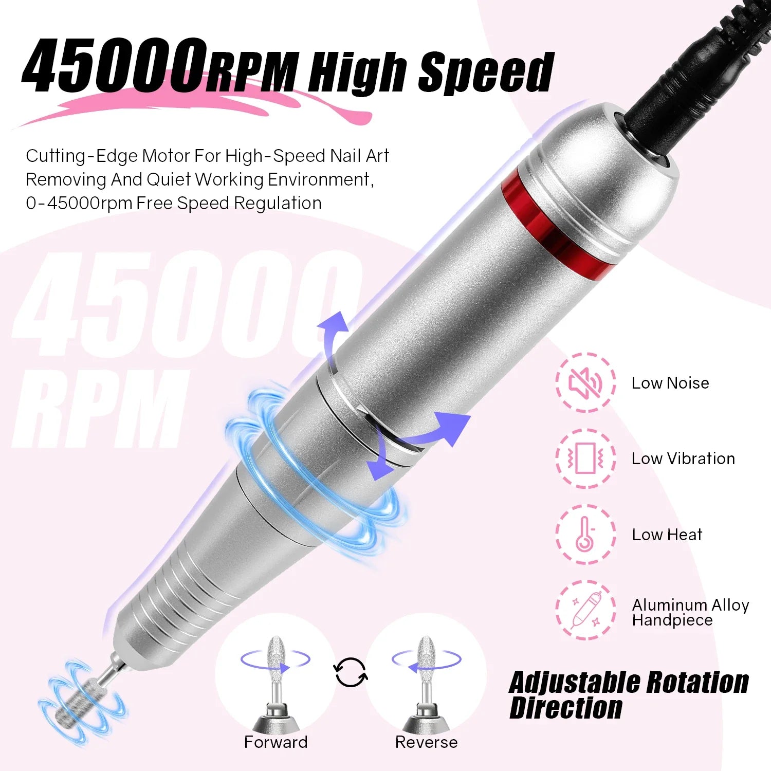 45000 RPM Electric Nail Drill With HD Display - Smarsty