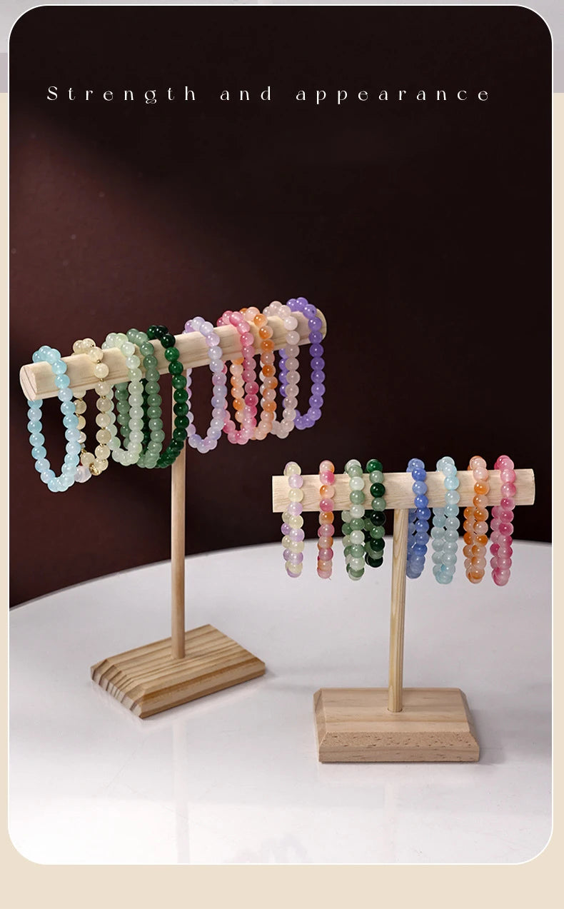 Solid Wood Jewelry Display Stand With Wooden Base - Smarsty