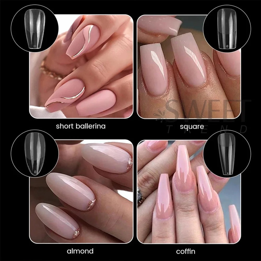 550pcs Matte Almond Coffin Nail Tips for DIY Manicure - Smarsty